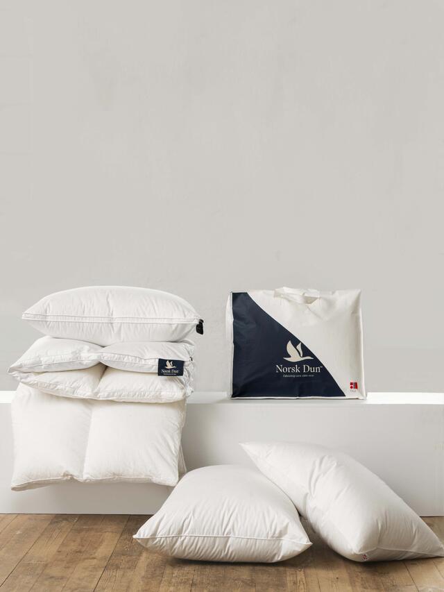 Norsk Dun dundyner og dunputer leveres i miljøvennlig papirpose